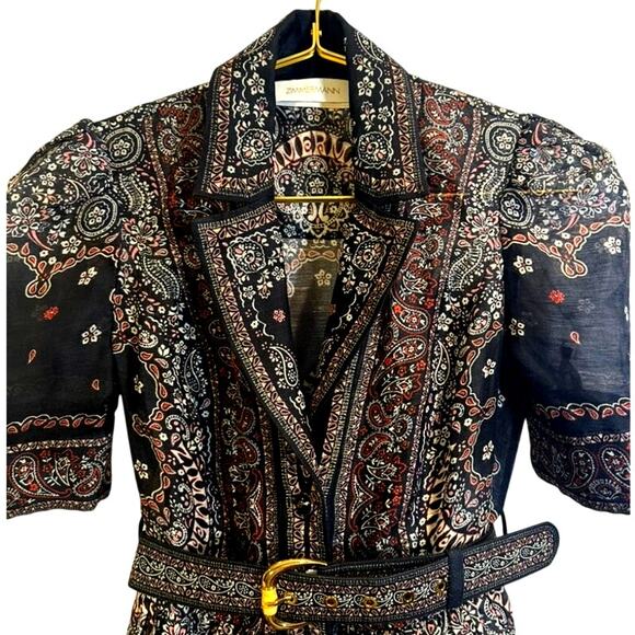 Zimmermann – *NWT* Matchmaker Bandana-Print Mini Dress – Black Bandana – Size 0P - Picture 5 of 9